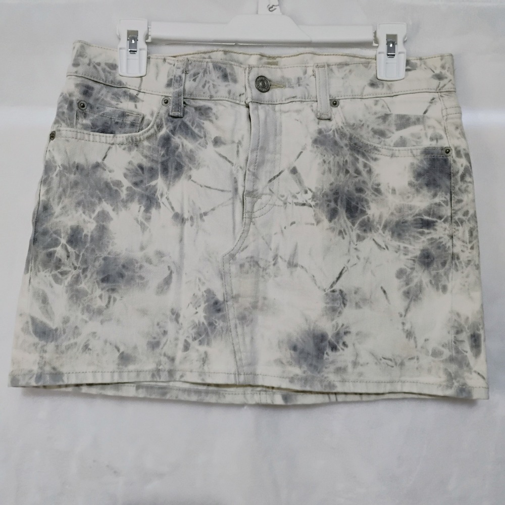 7 For All Mankind Grey White Tie Dye Denim Mini Skirt Size 28 Roxanne V